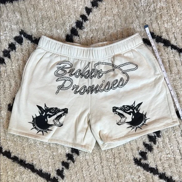 NWOT Broken Promises Cream Lasso Boyfriend Sweat Shorts (size M) - Picture 2 of 4